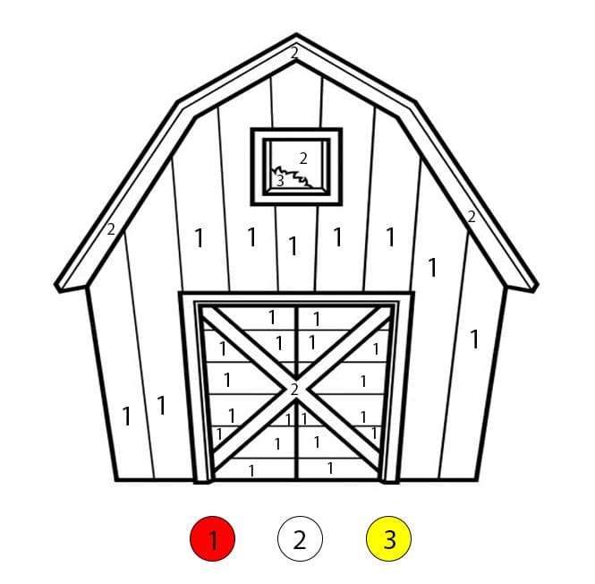 Barn For Kids Color By Number
