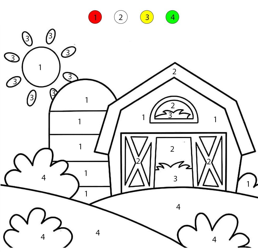 Barn Free For Kids Color By Number