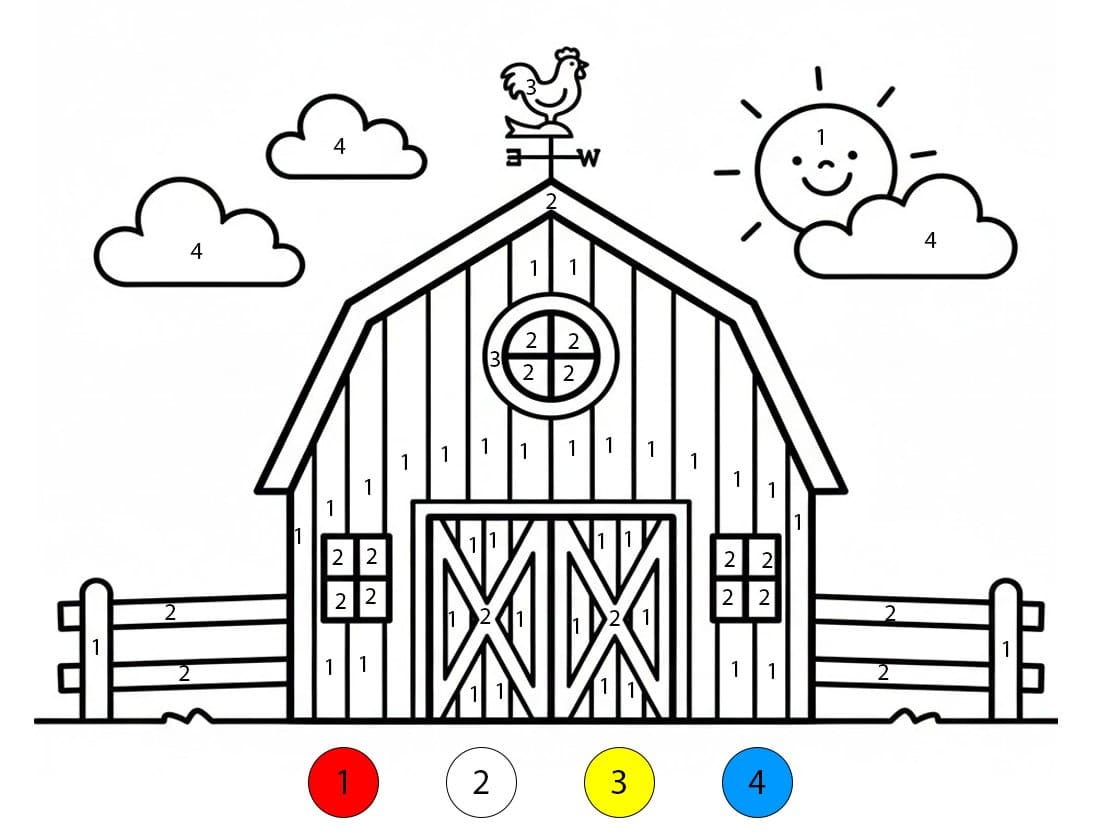 Basic Barn Color By Number