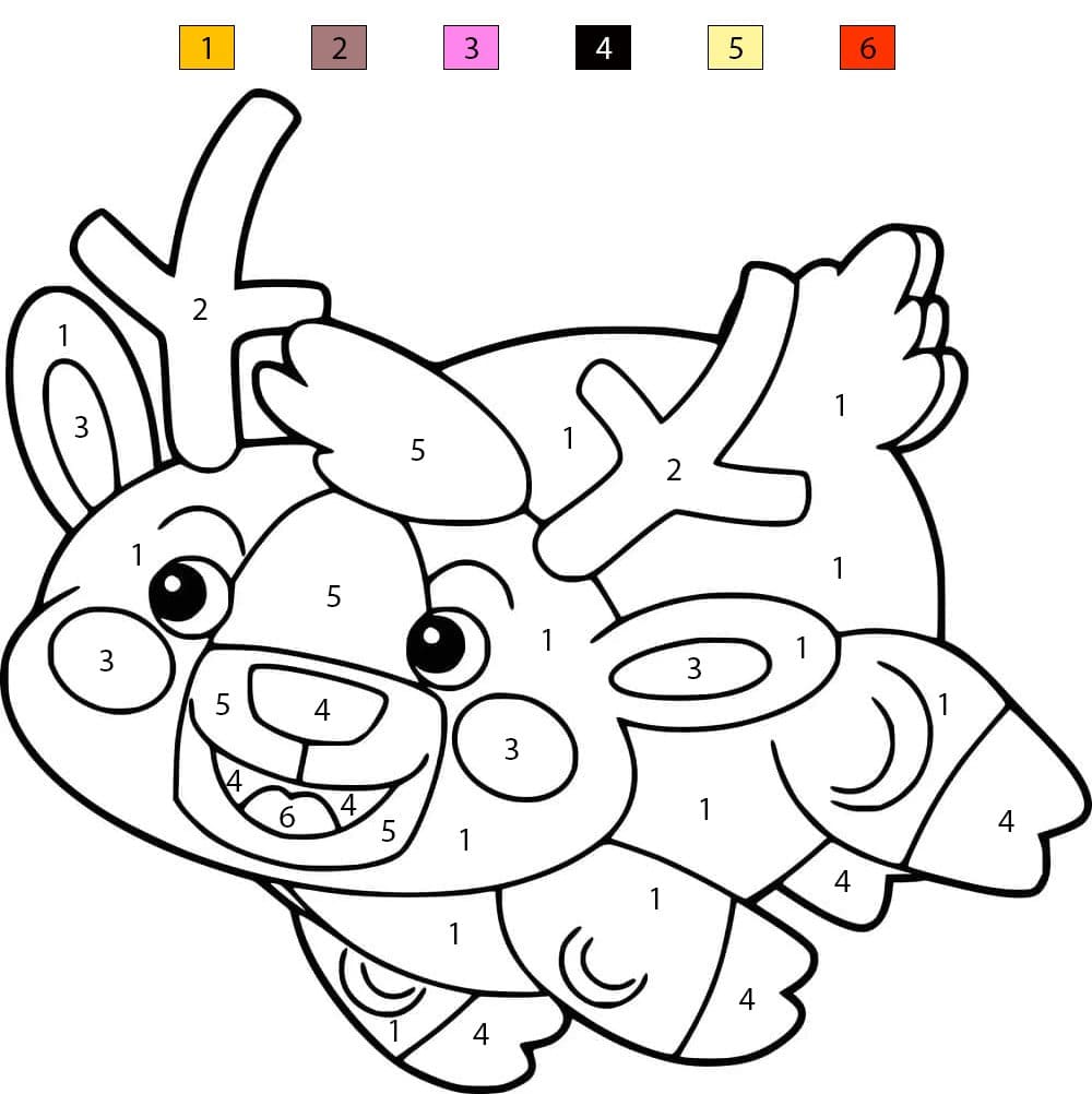 Cartoon Deer Color By Number
