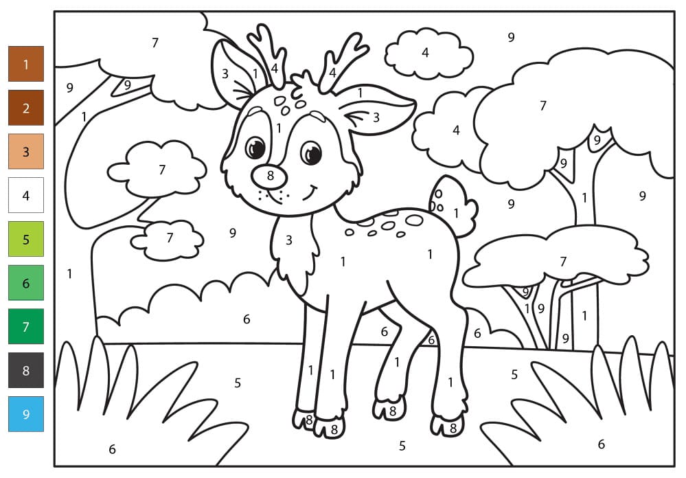 Cute Deer Color By Number