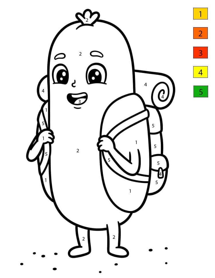 Cute Hot Dog Color By Number