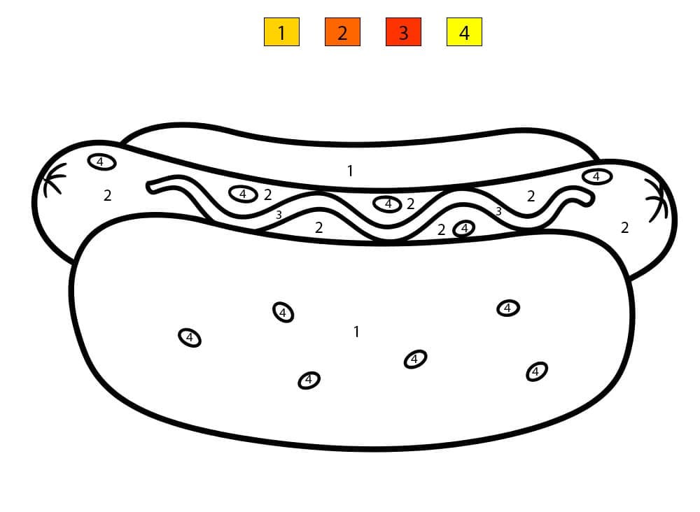 Delicious Hot Dog Color By Number