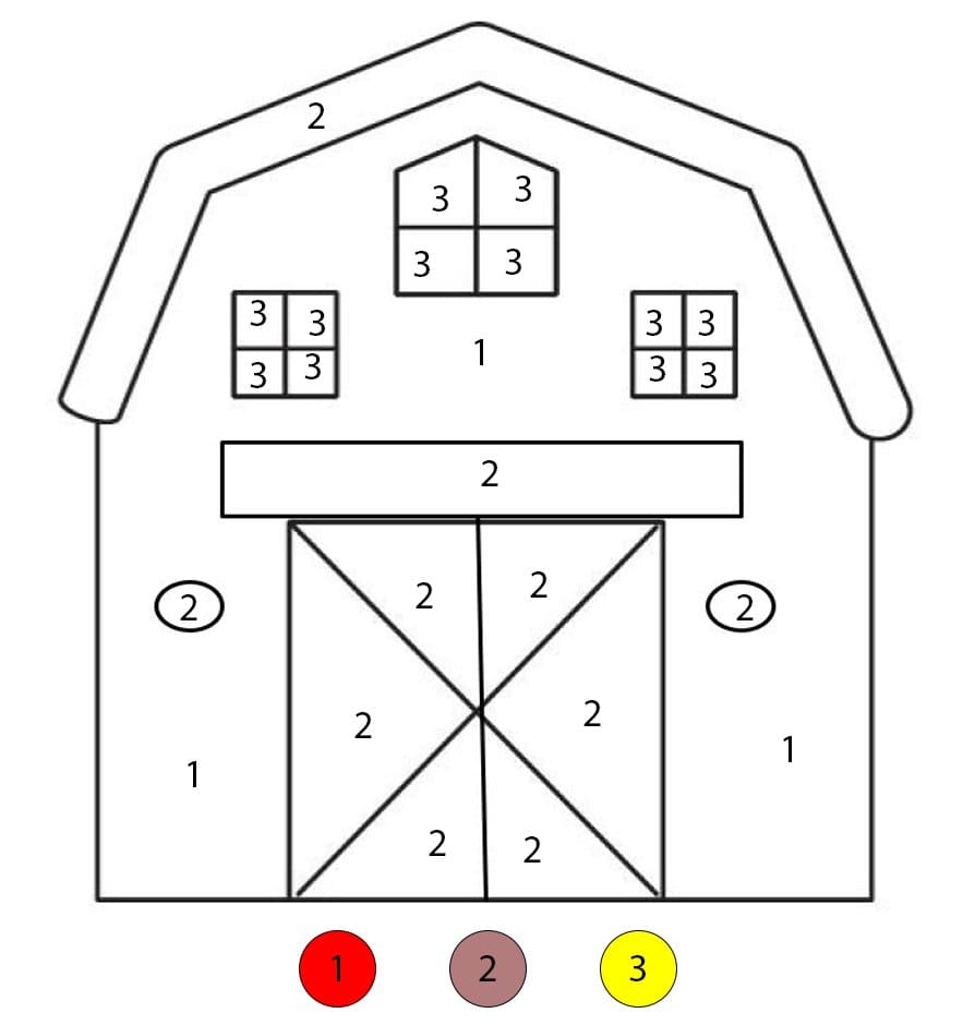 Drawing Of Barn Color By Number