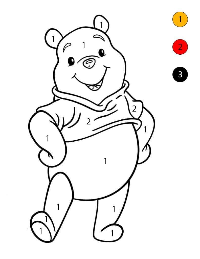 Easy Outline Of Winnie The Pooh Color By Number