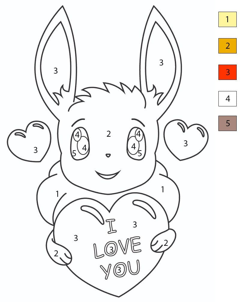 Eevee with Heart Color By Number