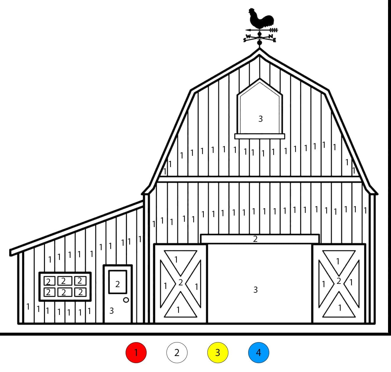 Free Barn Color By Number
