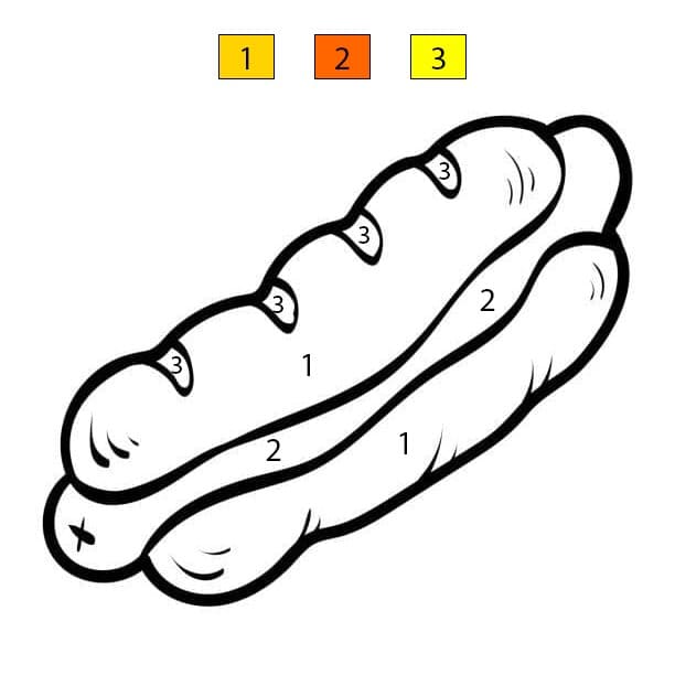 Free Printable Hot Dog Color By Number