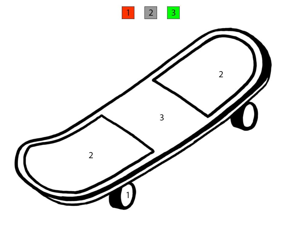 Free Printable Skateboard Color By Number