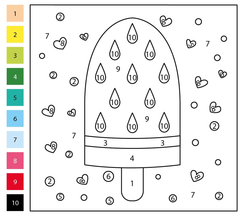 Fruit Popsicle Color By Number