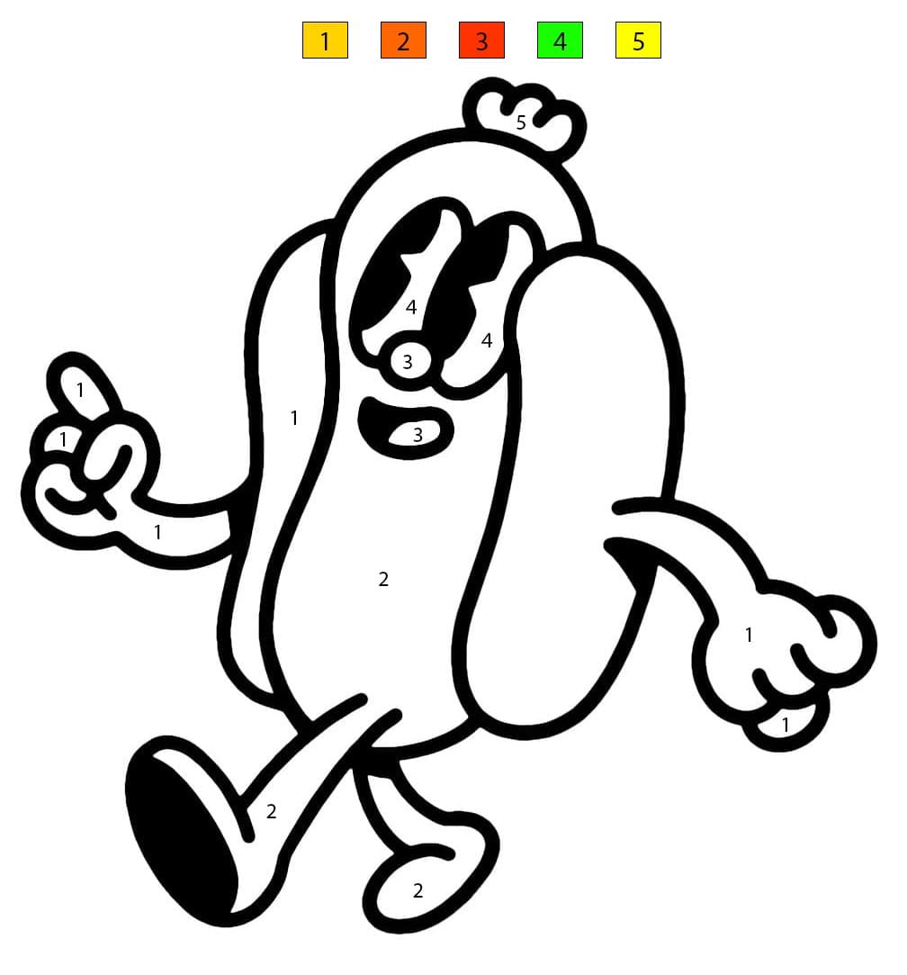 Funny Hot Dog Color By Number