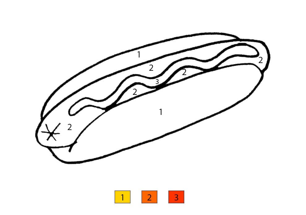 Hot Dog Free Printable Color By Number