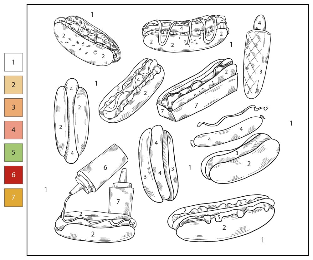 Hot Dog Sweet Color By Number