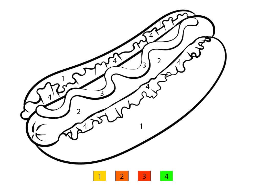 Hot Dog To Print Color By Number
