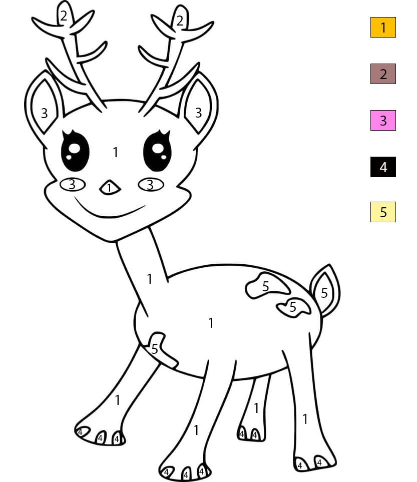 Kawaii Deer Color By Number