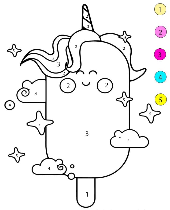 Kawaii Popsicle Cartoon Color By Number