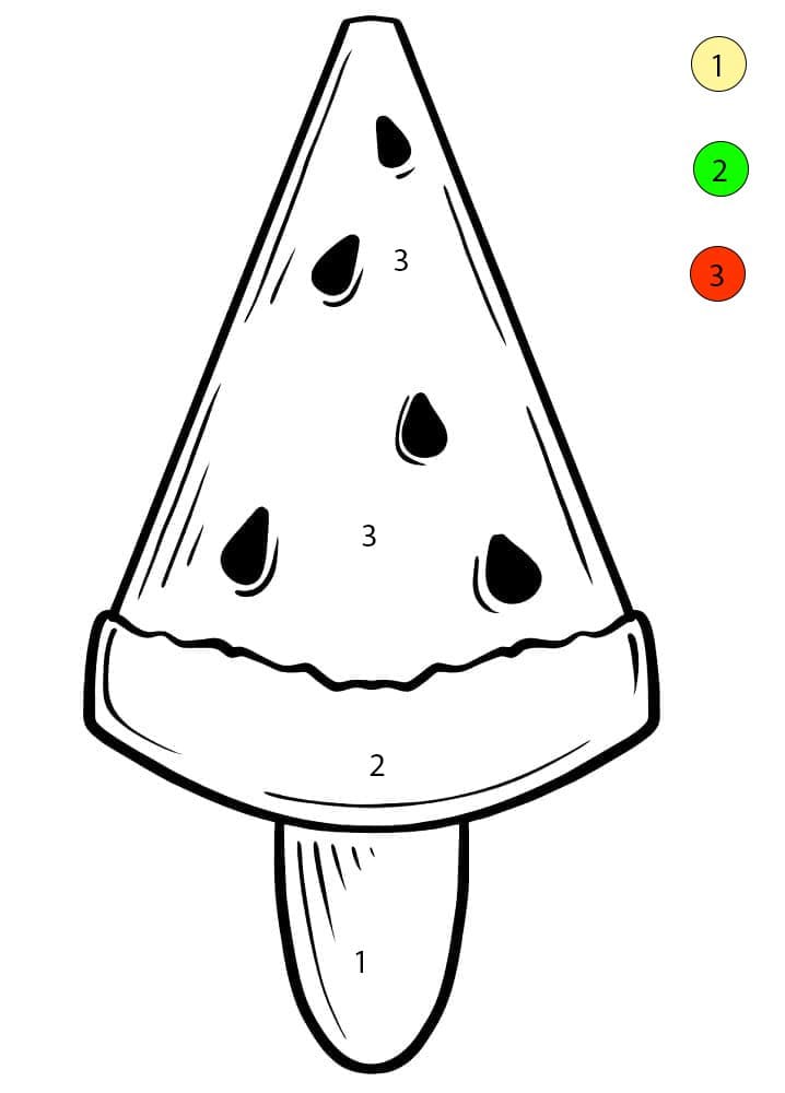 Melon Popsicle Color By Number