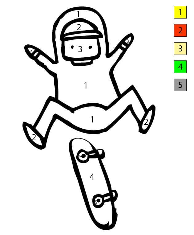 Nice Skateboard Color By Number
