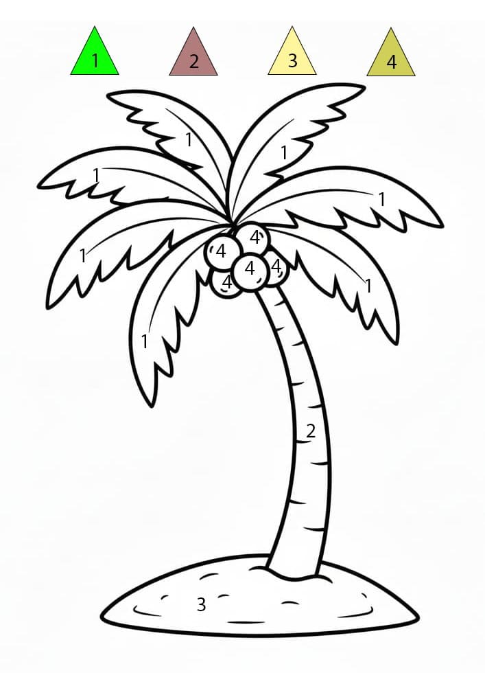 Palm Tree For Kids Color By Number