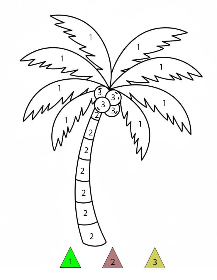 Palm Tree Free For Kids Color By Number