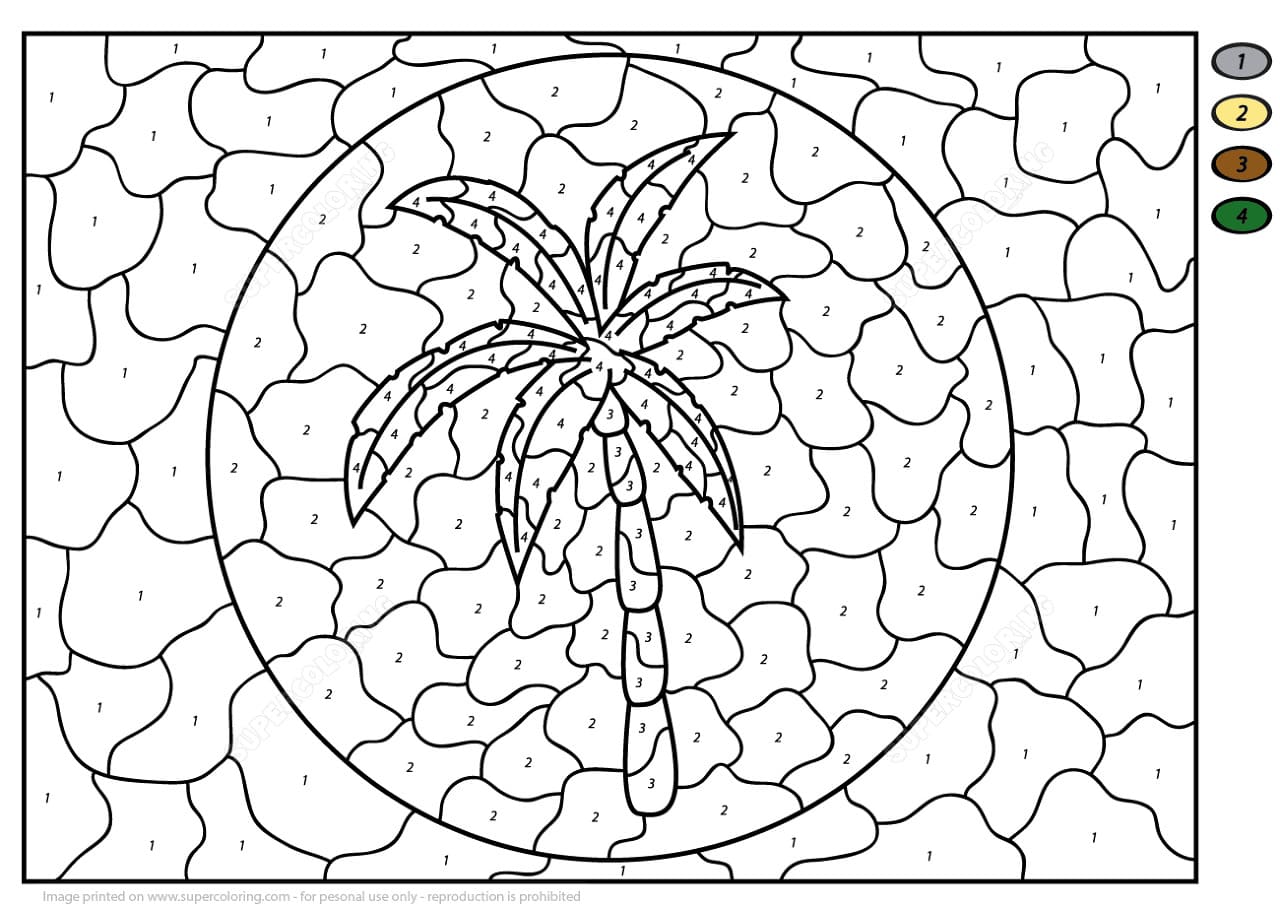 Palm Tree Free Print Color By Number