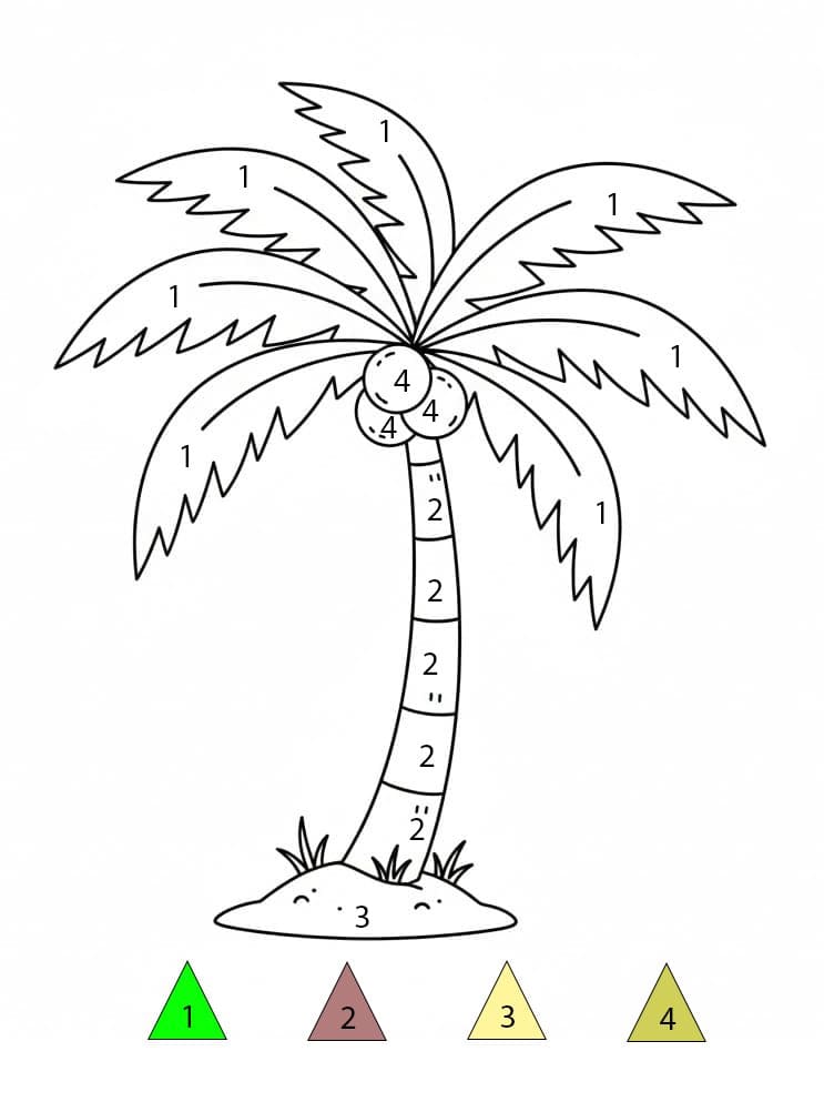 Palm Tree Print For Kids Color By Number