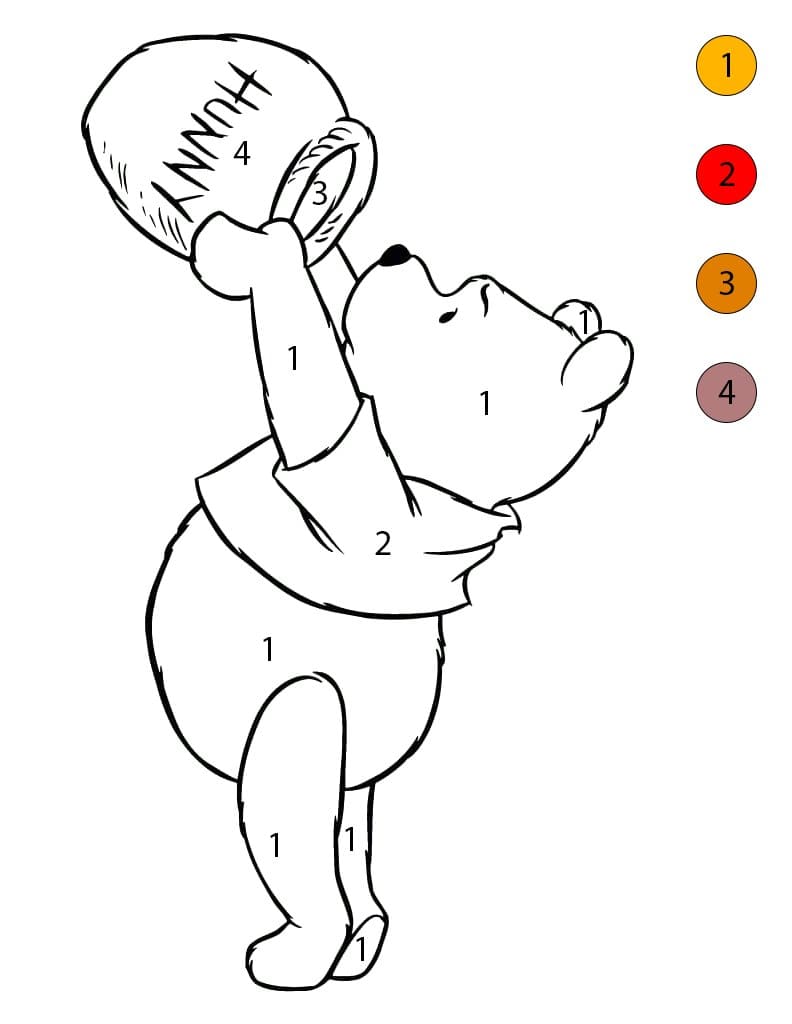 Pooh and Empty Jar Color By Number