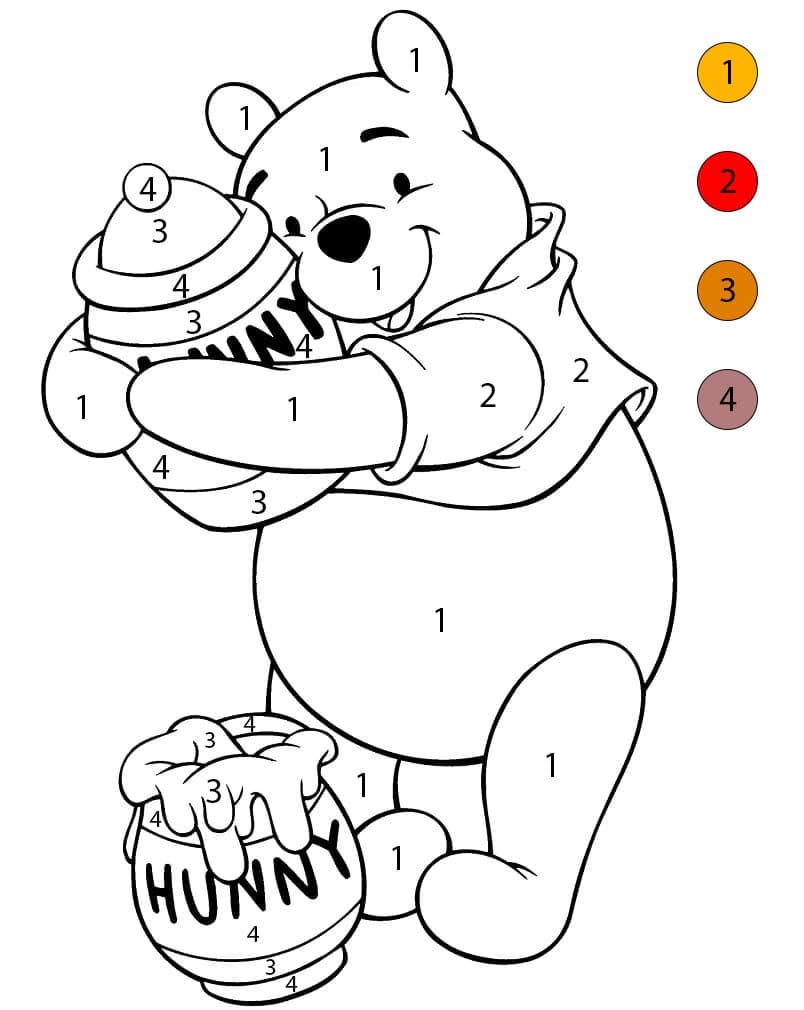 Pooh and Honey Color By Number