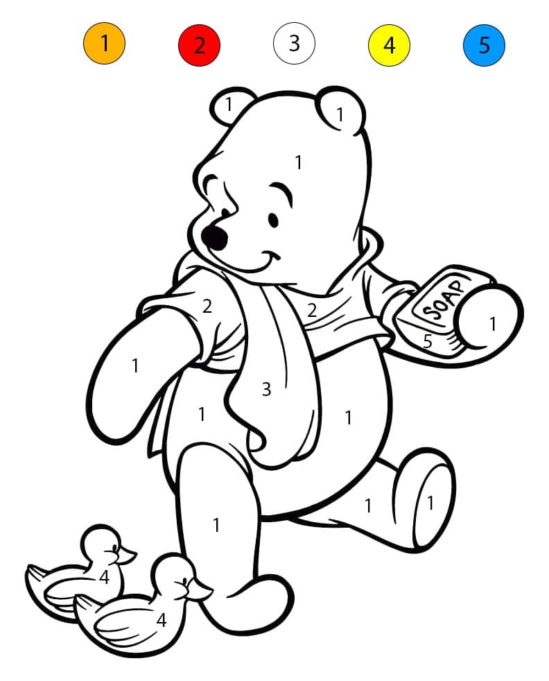 Pooh and Rubber Ducks Color By Number