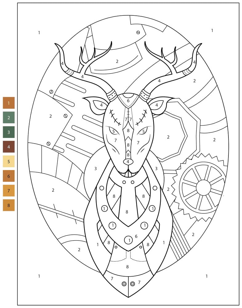 Print Deer Color By Number