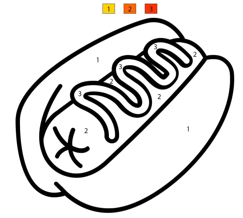 Print Hot Dog Color By Number