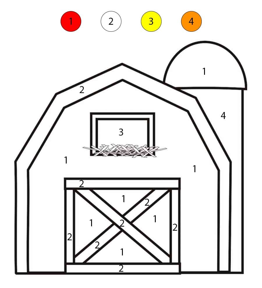 Printable Barn Color By Number