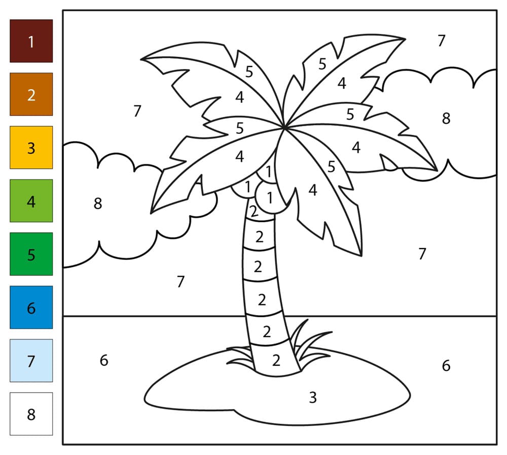 Printable Palm Tree Color By Number