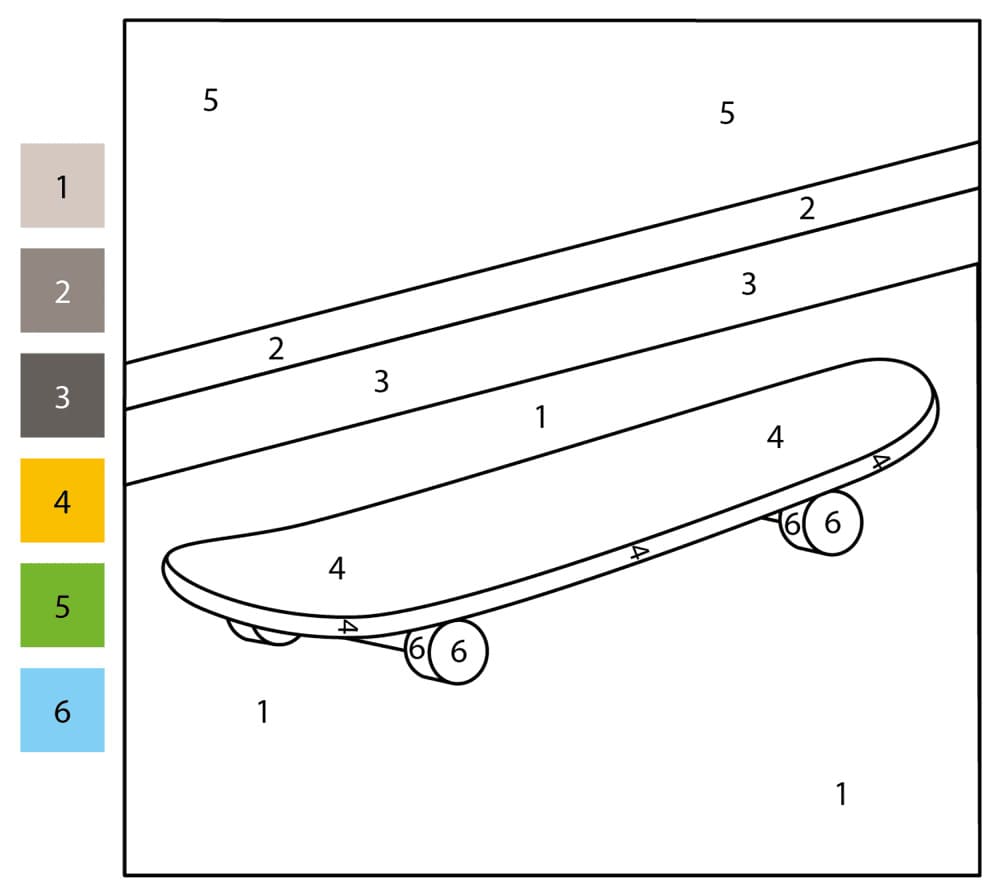 Printable Skateboard Color By Number
