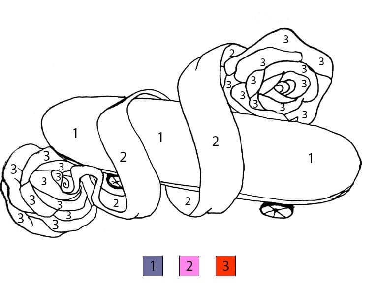 Rose Skateboard Color By Number