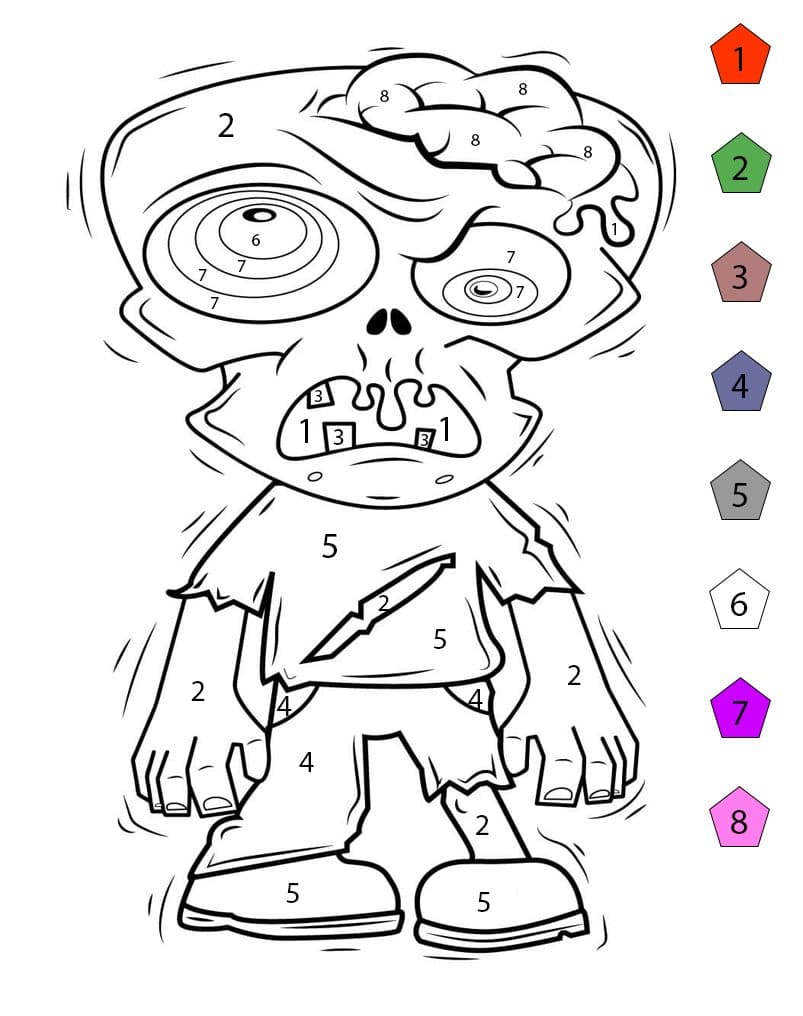 Scared Zombie Color By Number