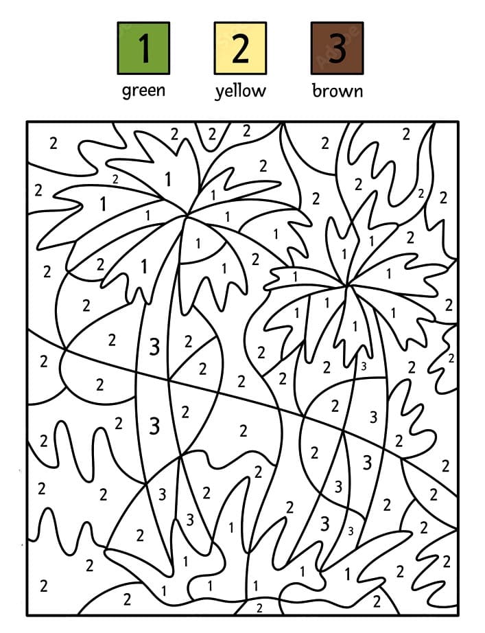 Simple Palm Tree Color By Number