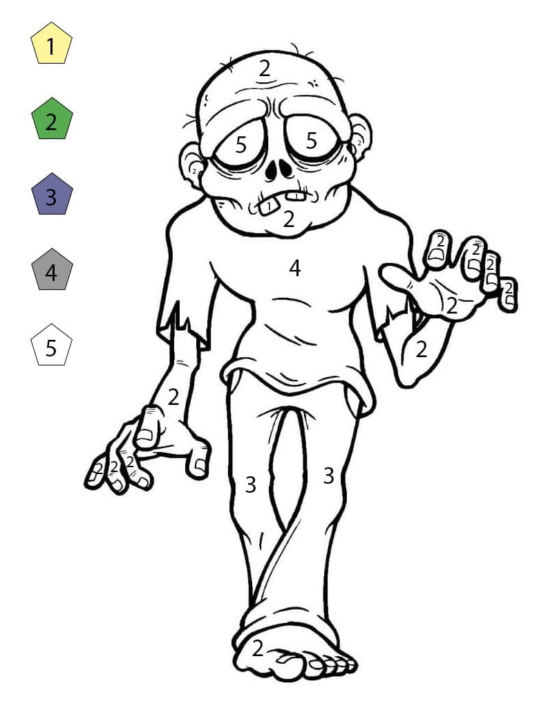 Simple Zombie Color By Number