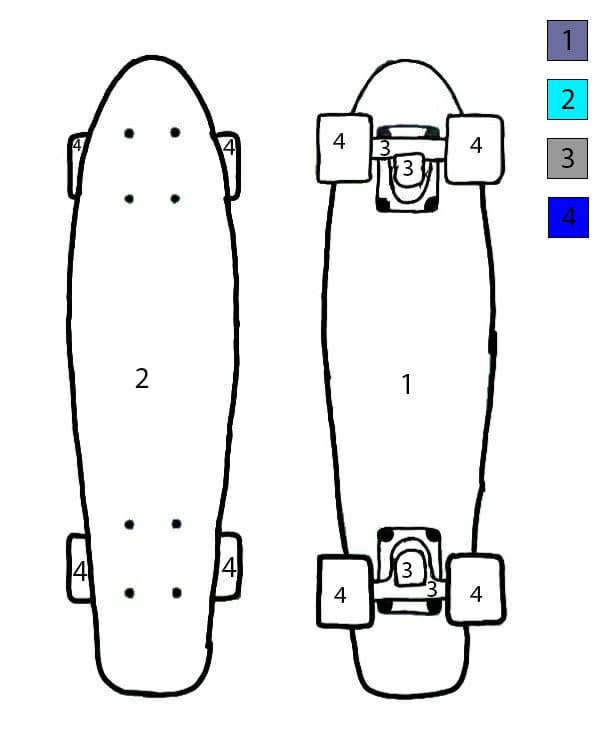 Skateboard For Kids Color By Number