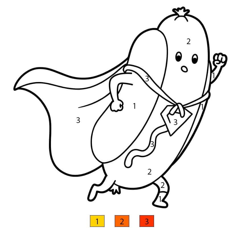 Super Hot Dog Color By Number