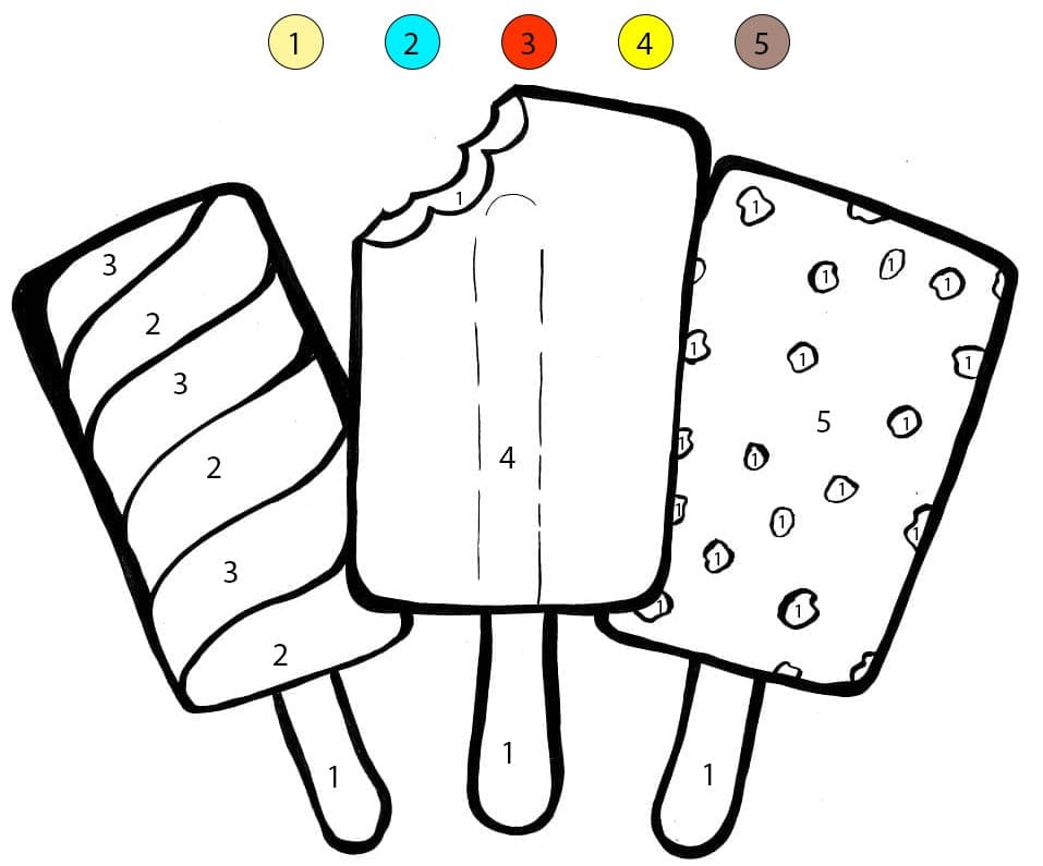 Three Popsicles Color By Number