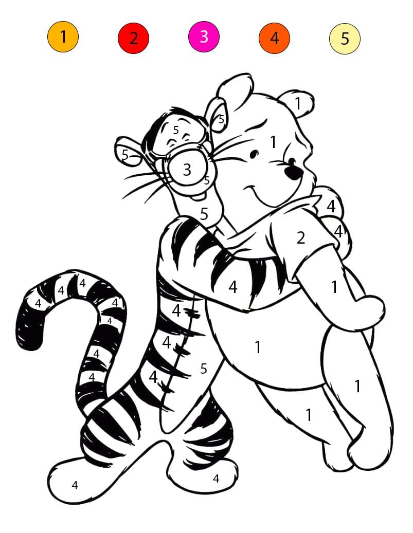 Tigger and Winnie the Pooh Color By Number