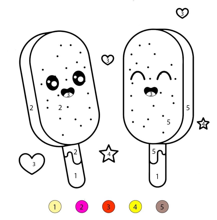 Two Happy Popsicles Color By Number