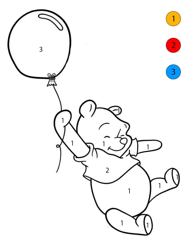 Winnie The Pooh Flying Color By Number