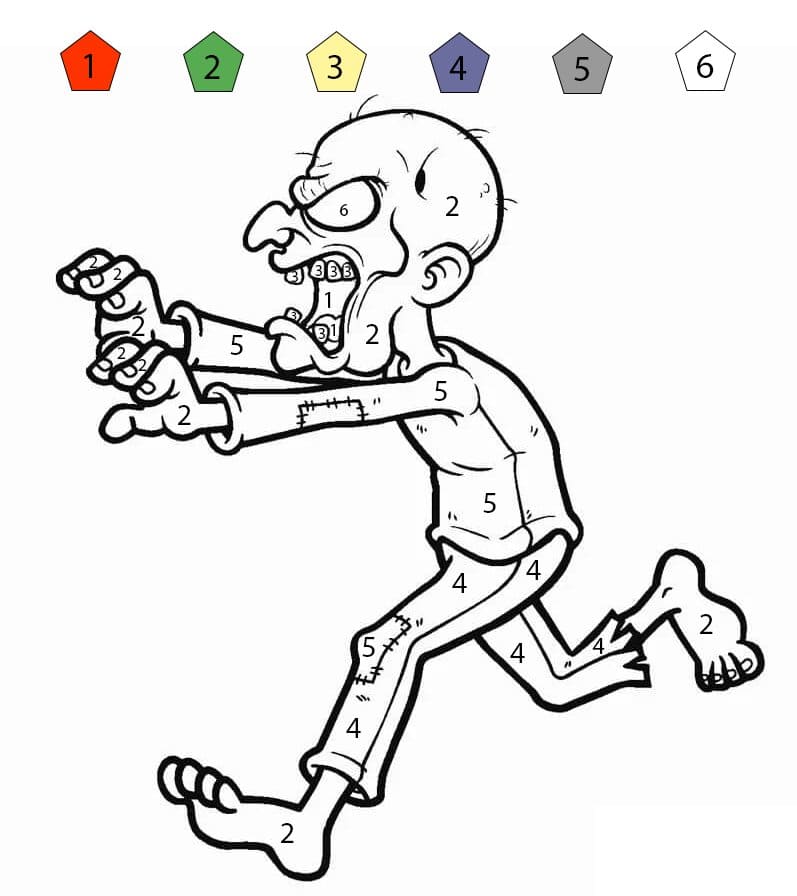 Zombie Running Color By Number