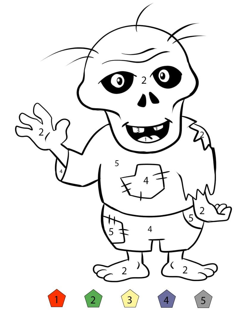Zombie Say Hi Color By Number