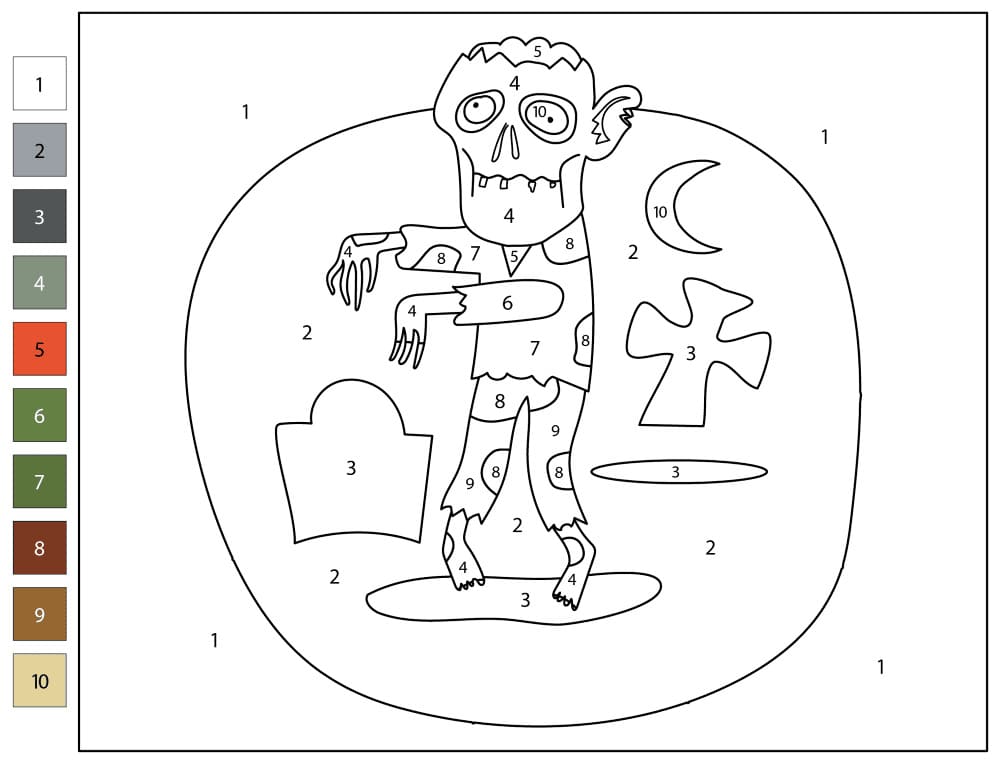 Zombie Walking Color By Number