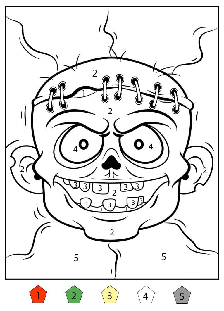Zombie With Funny Face Color By Number