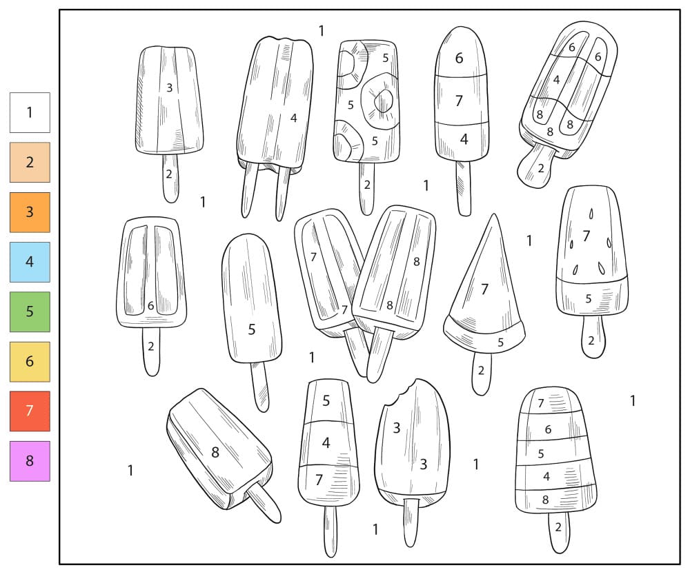 Popsicles Food Color By Number