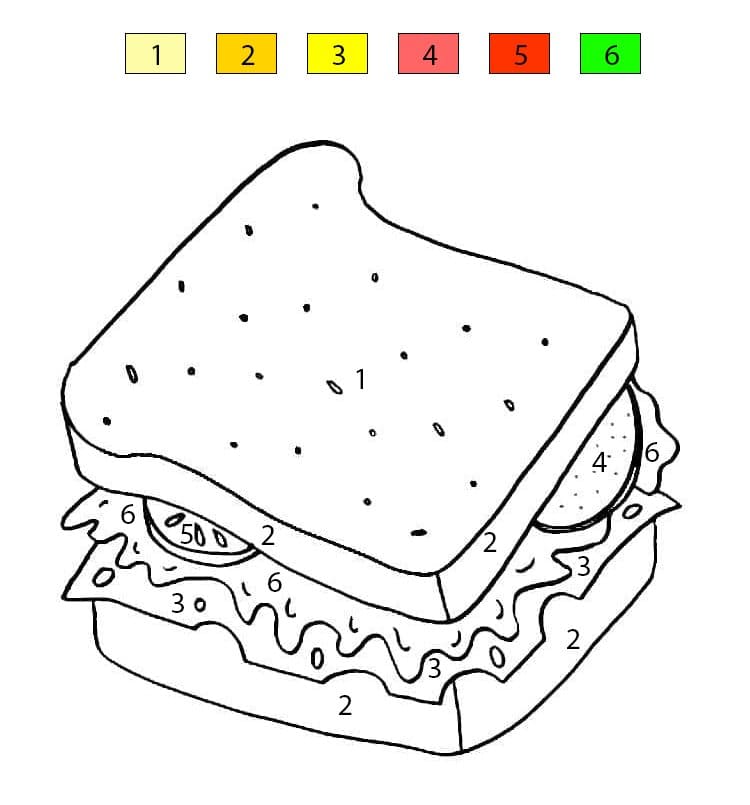 A Simple Sandwich Color By Number